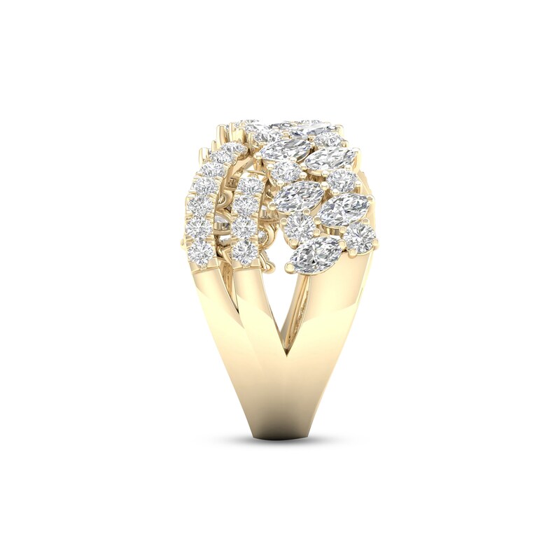 Diamond Crossover Ring 1-1/2 ct tw Marquise & Round-cut 14K Yellow Gold