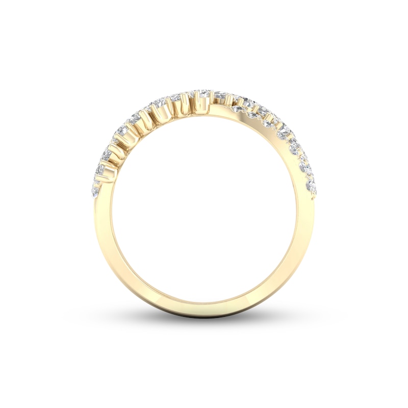 Diamond Crossover Ring 1-1/2 ct tw Marquise & Round-cut 14K Yellow Gold
