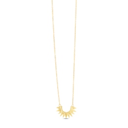 Polished Sunburst Necklace 14K Yellow Gold 18"