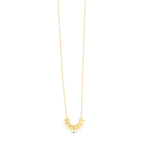 Polished Sunburst Necklace 14K Yellow Gold 18"