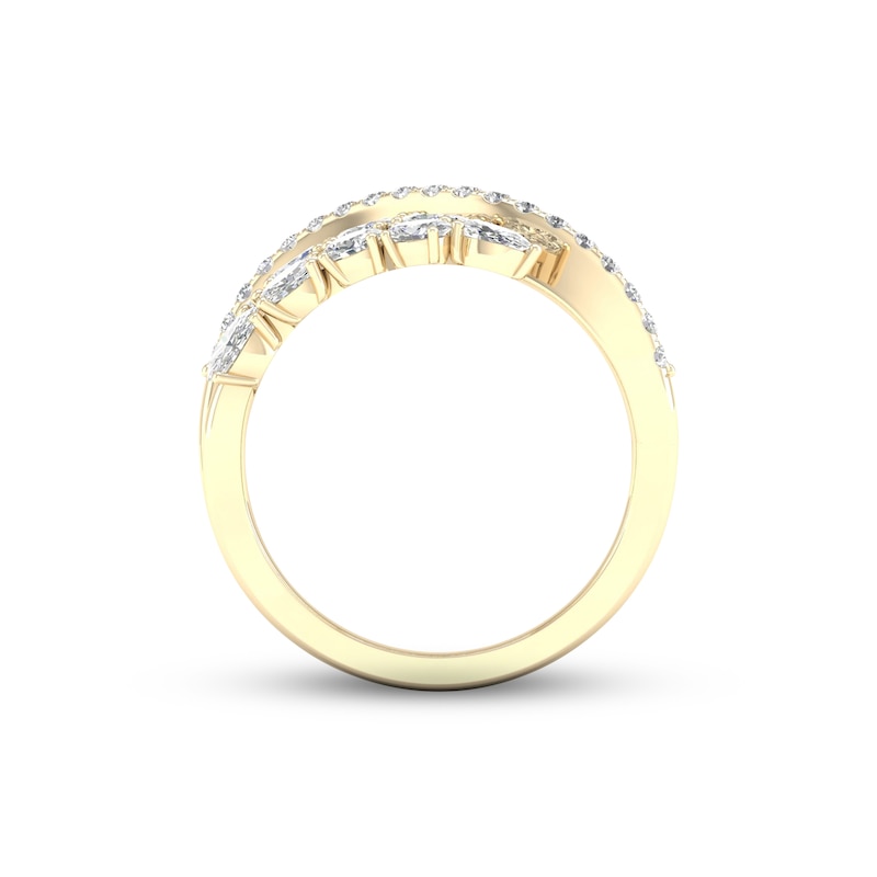 Main Image 4 of Diamond Bypass Ring 2-1/4 ct tw Oval & Round-cut 14K Yellow Gold