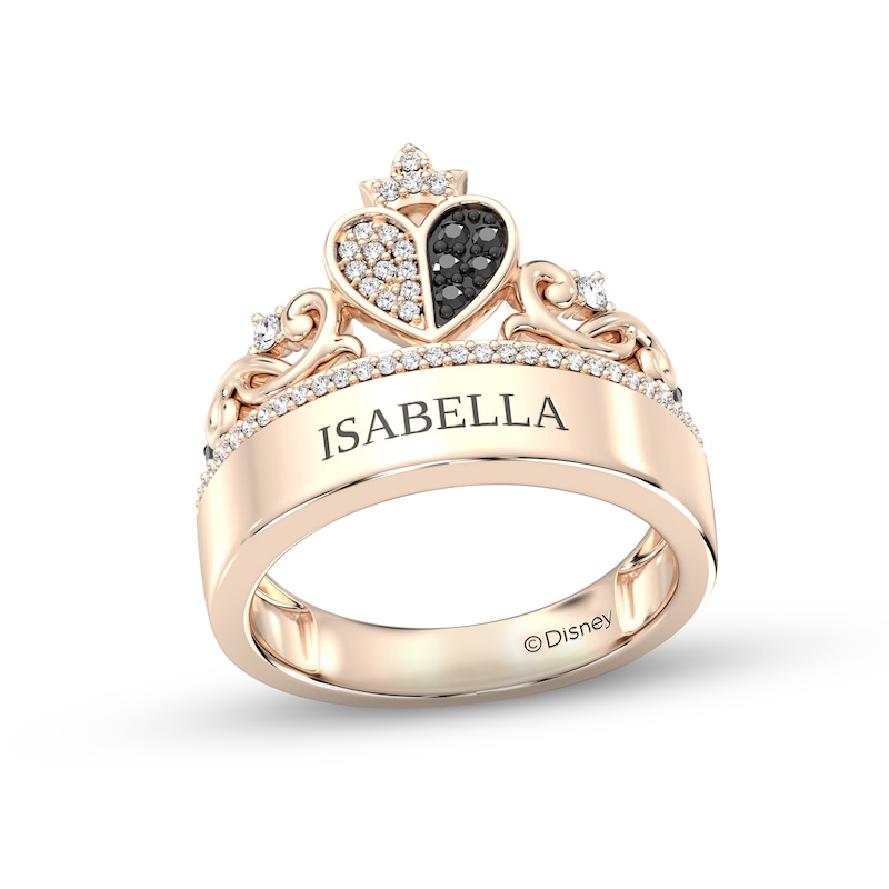 Main Image 1 of Disney Treasures Alice in Wonderland Black & White Diamond Heart Ring 1/4 ct tw 10K Rose Gold