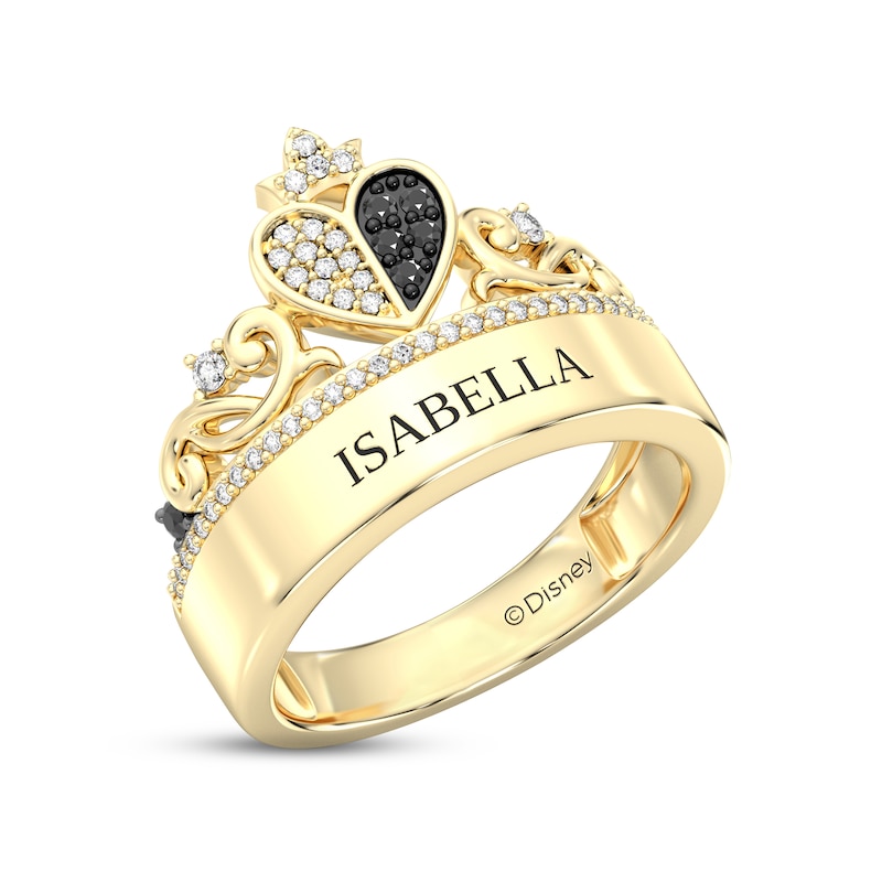 Main Image 2 of Disney Treasures Alice in Wonderland Black & White Diamond Heart Ring 1/4 ct tw 10K Yellow Gold