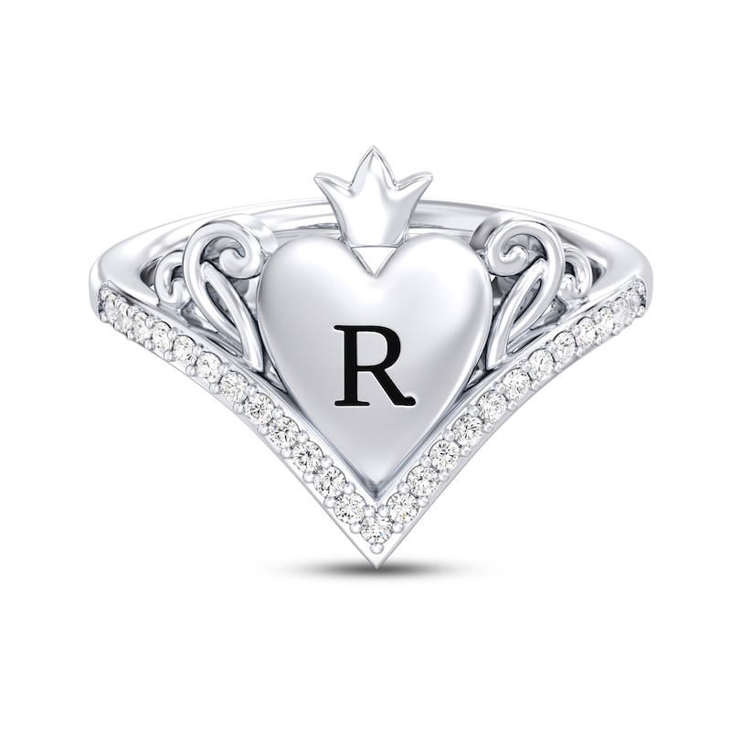Disney Treasures Alice in Wonderland Diamond Heart Ring 1/6 ct tw 10K White Gold