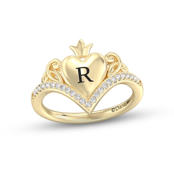 Disney Treasures Alice in Wonderland Diamond Heart Ring 1/6 ct tw 10K Yellow Gold