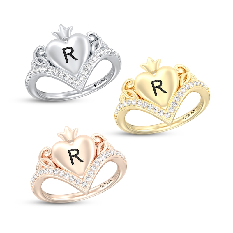 Disney Treasures Alice in Wonderland Diamond Heart Ring 1/6 ct tw 10K Yellow Gold