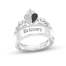 Disney Treasures Alice in Wonderland Black & White Diamond Heart Ring 1/4 ct tw Sterling Silver