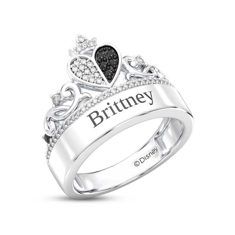 Disney Treasures Alice in Wonderland Black & White Diamond Heart Ring 1/4 ct tw Sterling Silver