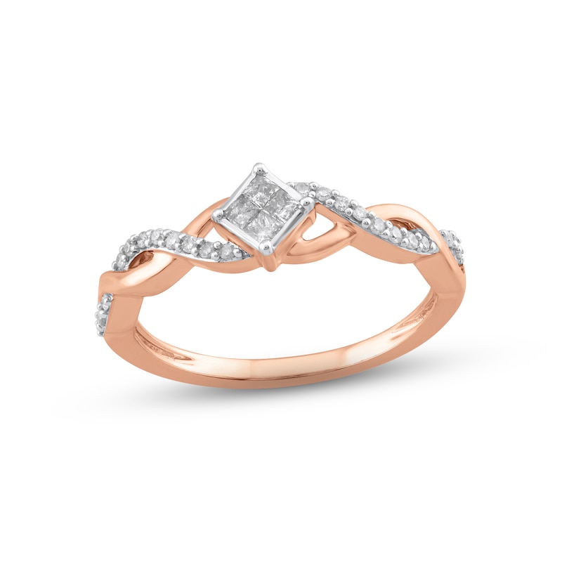 Multi-Diamond Promise Ring 1/5 ct tw Princess & Round-cut 10K Rose Gold