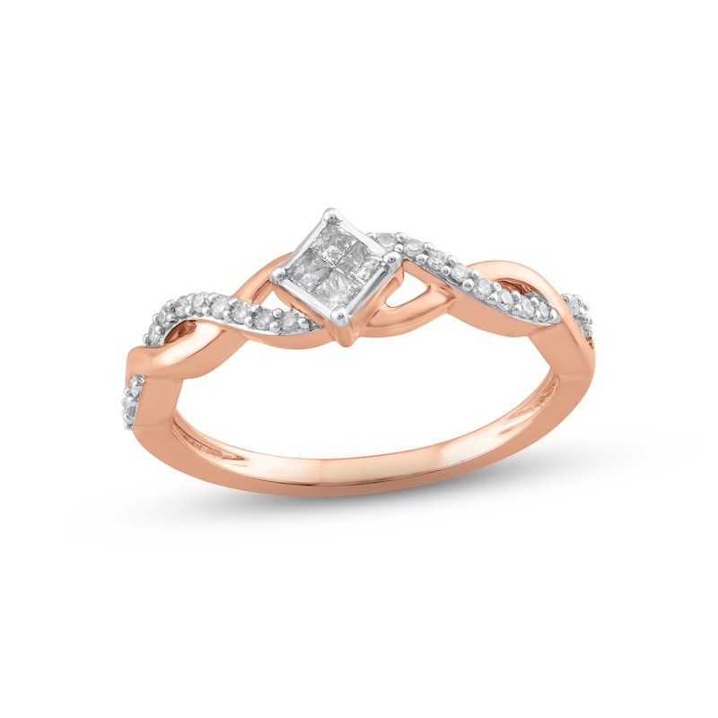 Main Image 1 of Princess-Cut Quad Diamond Promise Ring 1/5 ct tw 10K Rose Gold