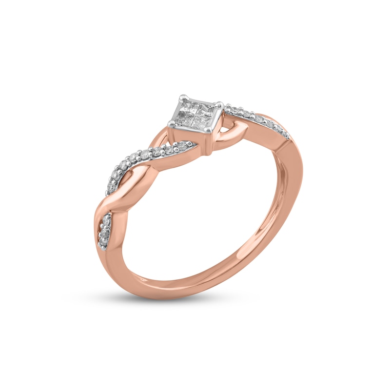 Main Image 2 of Princess-Cut Quad Diamond Promise Ring 1/5 ct tw 10K Rose Gold