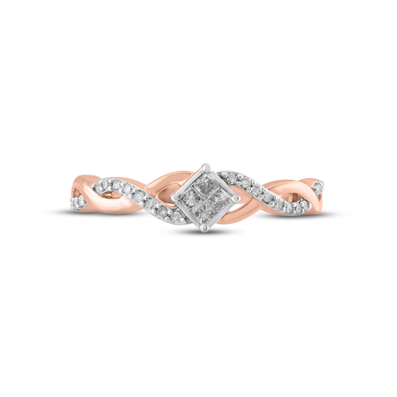 Main Image 3 of Princess-Cut Quad Diamond Promise Ring 1/5 ct tw 10K Rose Gold