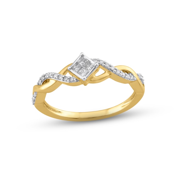Diamond Promise Ring 1/2 ct tw Princess/Round10K White Gold