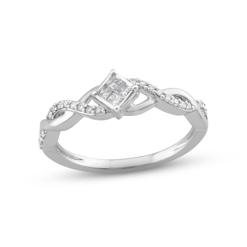 Main Image 1 of Princess-Cut Diamond Quad Promise Ring 1/5 ct tw Sterling Silver