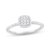 Thumbnail Image 1 of Multi-Diamond Cushion Halo Promise Ring 1/5 ct tw Sterling Silver
