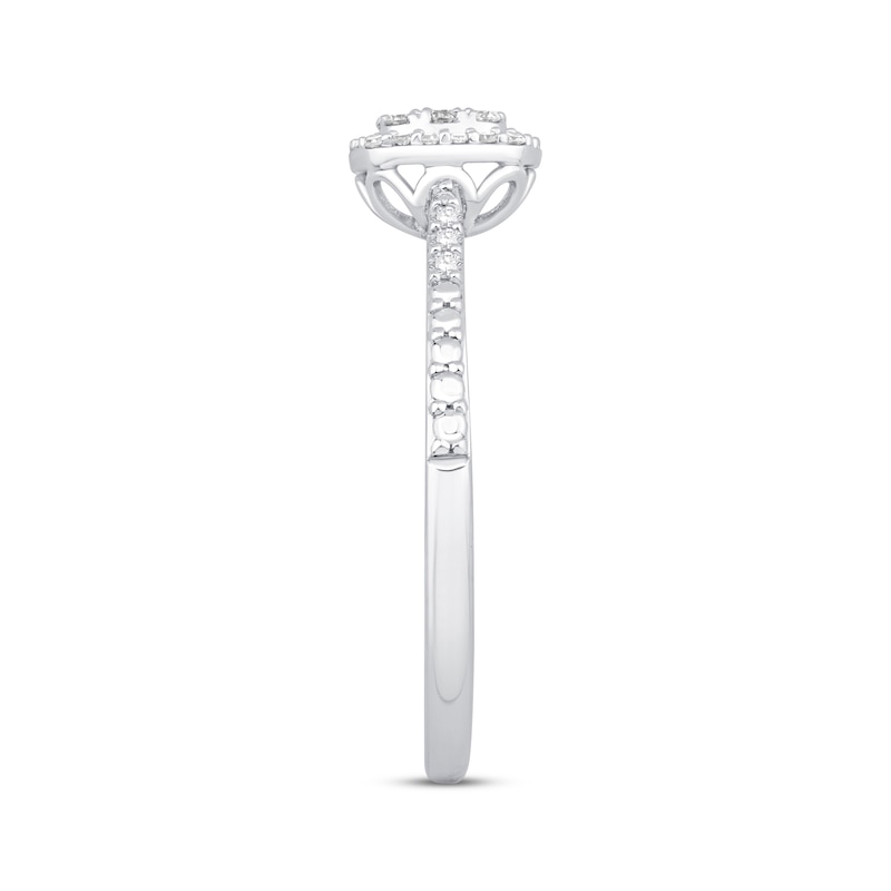 Main Image 2 of Multi-Diamond Cushion Halo Promise Ring 1/5 ct tw Sterling Silver