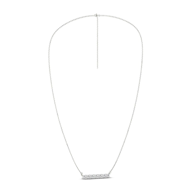 Lab-Created Diamonds by KAY Baguette & Round-Cut Bar Necklace 1/2 ct tw 14K White Gold 18"
