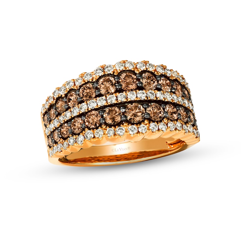 Main Image 1 of Le Vian Chocolate Waterfall Diamond Ring 1-5/8 ct tw 14K Strawberry Gold