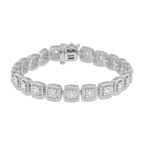 Lab-Created Diamonds by KAY Cushion Link Bracelet 5 ct tw 14K White Gold 7"