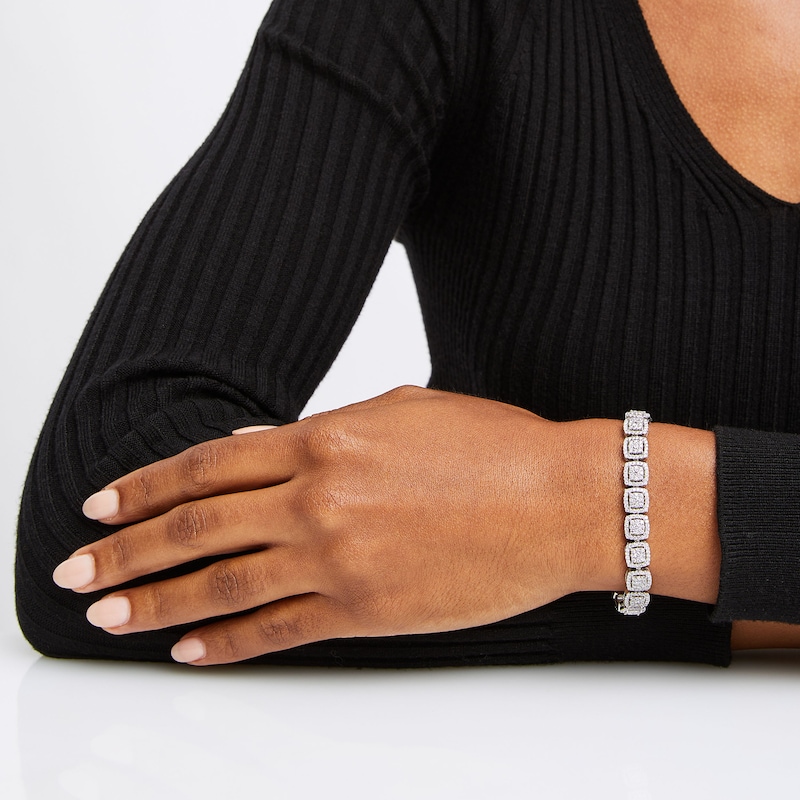 Main Image 2 of KAY Lab-Grown Diamonds Cushion Link Bracelet 5 ct tw 14K White Gold 7&quot;