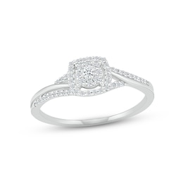 Diamond Cushion Ring 1/5 ct tw Round-cut 10K White Gold