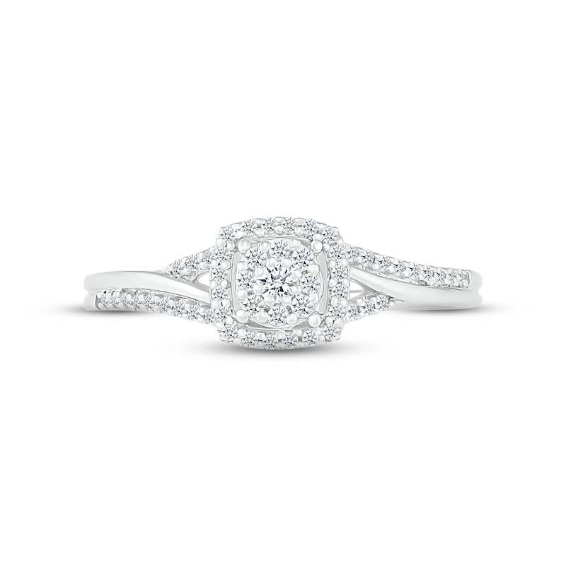 Main Image 2 of Diamond Cushion Ring 1/5 ct tw Round-cut 10K White Gold