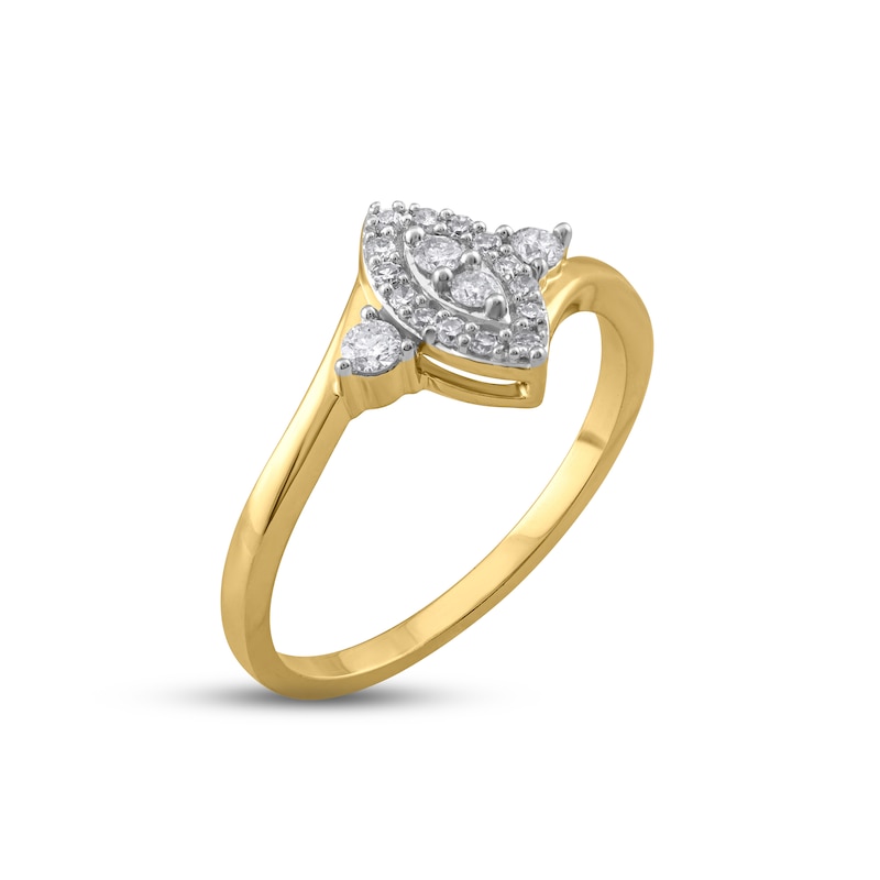 Main Image 2 of Multi-Diamond Marquise Halo Promise Ring 1/5 ct tw 10K Yellow Gold