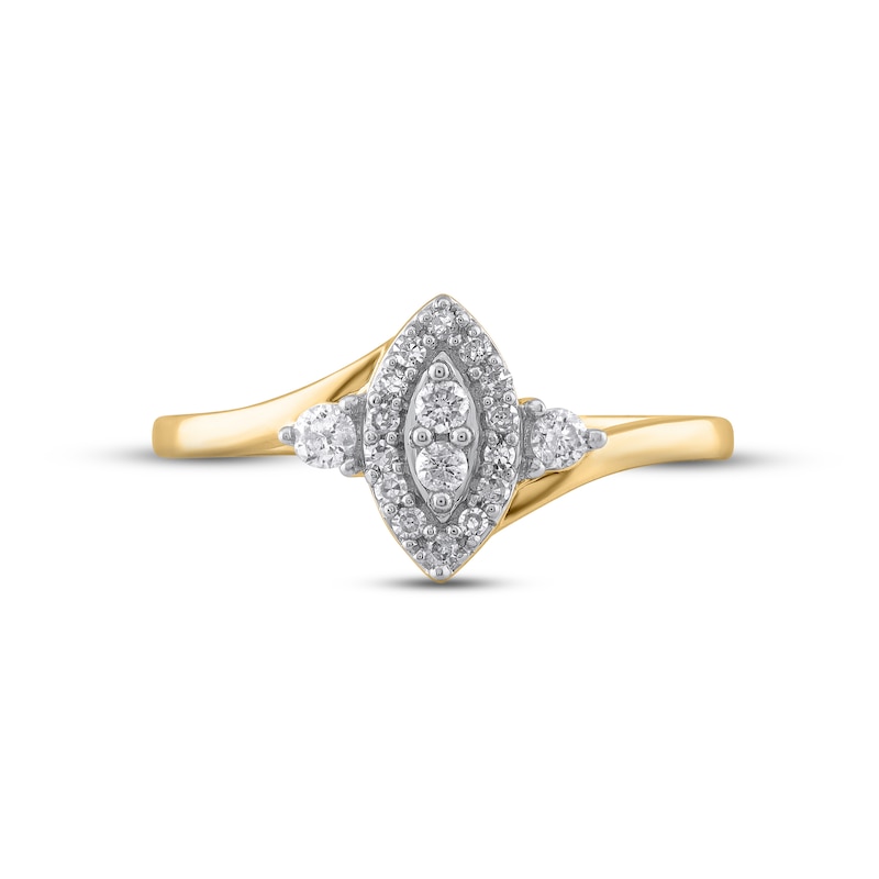 Main Image 3 of Multi-Diamond Marquise Halo Promise Ring 1/5 ct tw 10K Yellow Gold