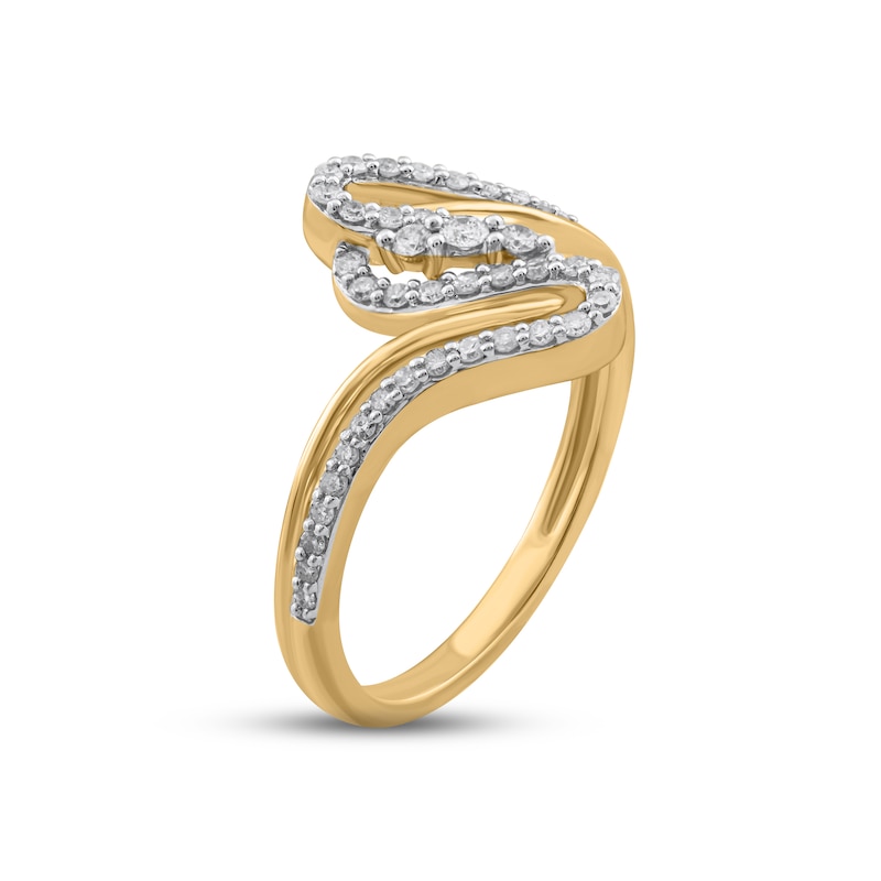 Main Image 2 of Diamond Swirl Bypass Ring 1/3 ct tw Round-cut 10K Yellow Gold