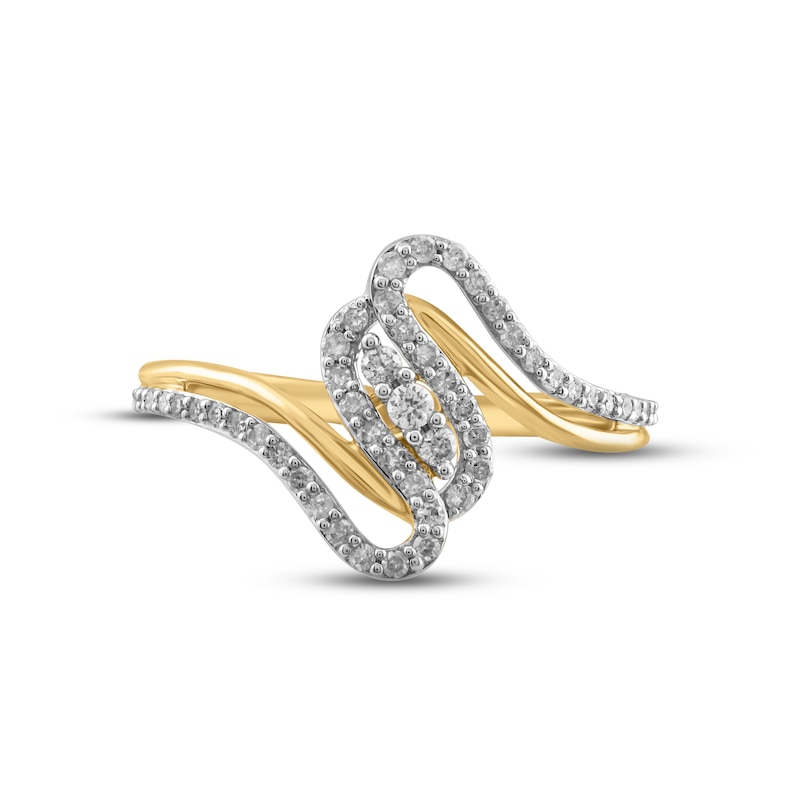 Main Image 3 of Diamond Swirl Bypass Ring 1/3 ct tw Round-cut 10K Yellow Gold