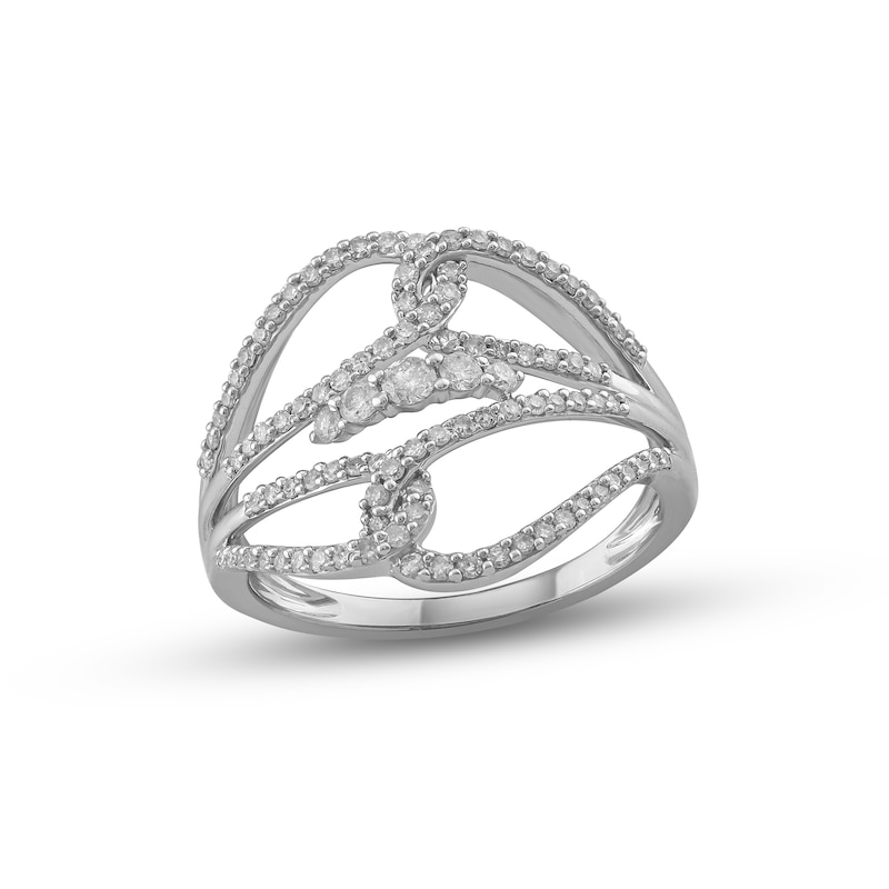 Diamond Loop Ring 1/2 ct tw Round-cut Sterling Silver