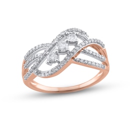 Diamond Three-Stone Ring 1/2 ct tw Round-cut 10K Rose Gold