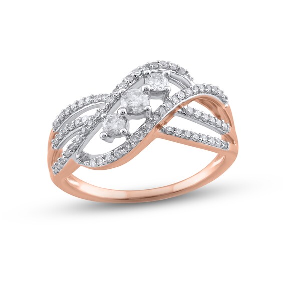 Diamond Three-Stone Ring 1/2 ct tw Round-cut 10K Rose Gold