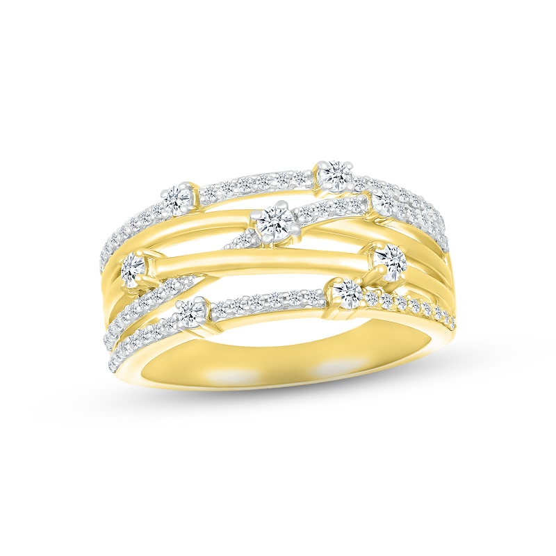 Diamond Crisscross Ring 1/2 ct tw Round-cut 10K Yellow Gold | Kay