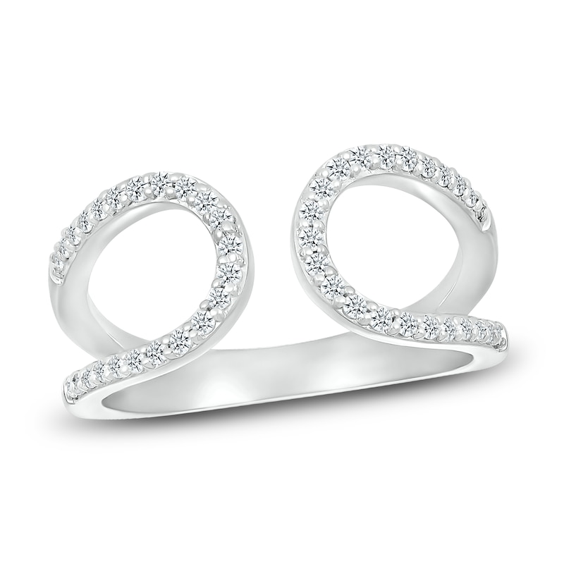 Main Image 1 of Diamond Open Curve Ring 1/4 ct tw Round-cut 10K White Gold