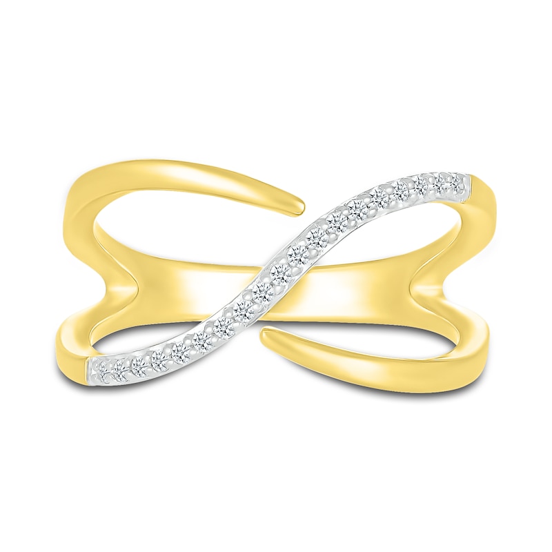 Diamond Crossover Ring 1/10 ct tw Round-cut 10K Yellow Gold