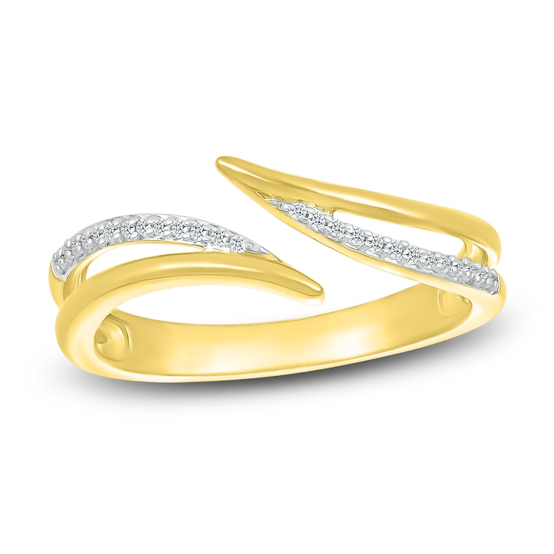Main Image 1 of Diamond Open Wave Ring 1/15 ct tw Round-cut 10K Yellow Gold