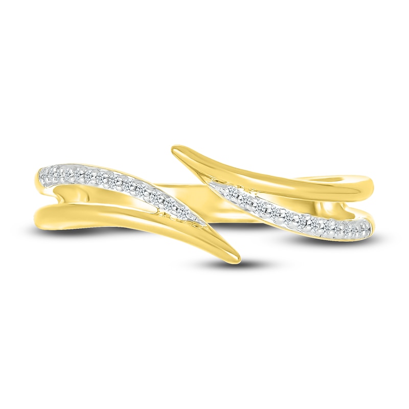 Main Image 2 of Diamond Open Wave Ring 1/15 ct tw Round-cut 10K Yellow Gold