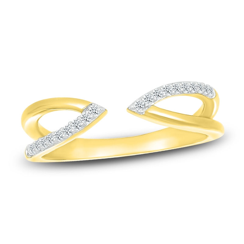 Main Image 1 of Diamond Open Point Ring 1/10 ct tw Round-cut 10K Yellow Gold