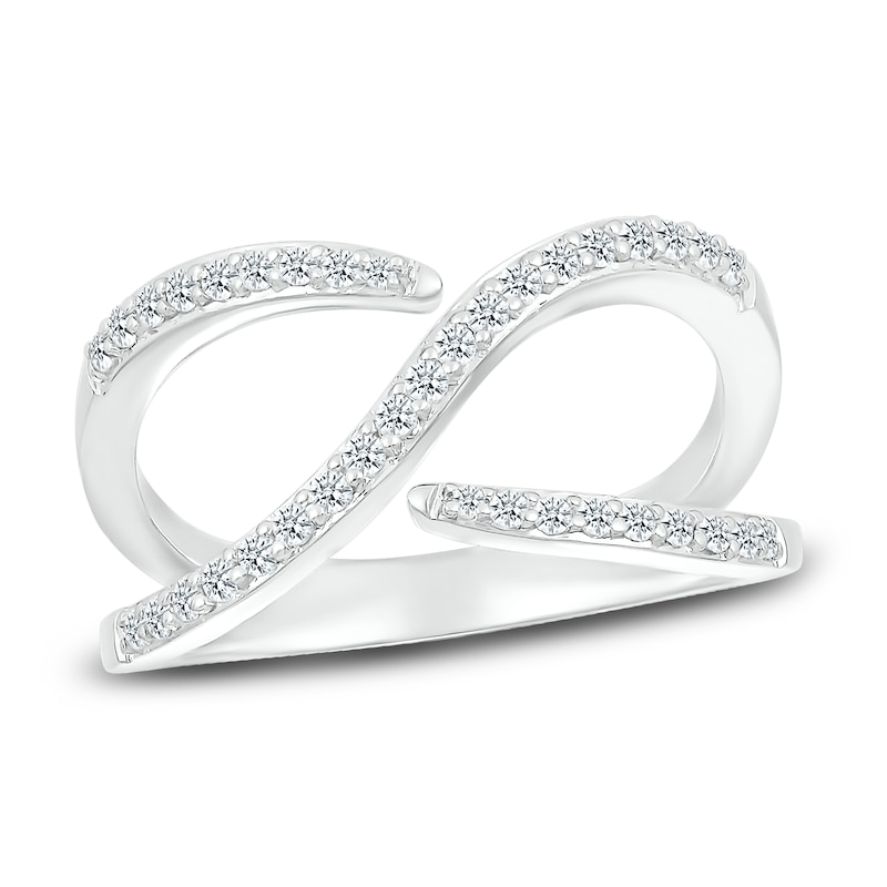 Main Image 1 of Diamond Crossover Ring 1/4 ct tw Round-cut 10K White Gold