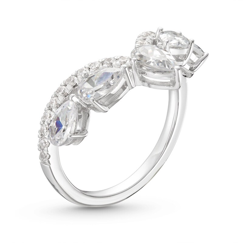 Main Image 2 of Diamond Chevron Ring 1-1/2 ct tw Pear & Round-cut 14K White Gold