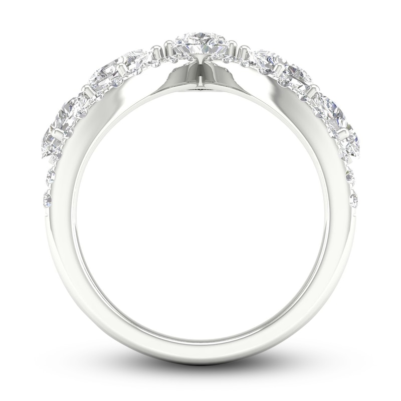Diamond Chevron Ring 1-1/2 ct tw Pear & Round-cut 14K White Gold