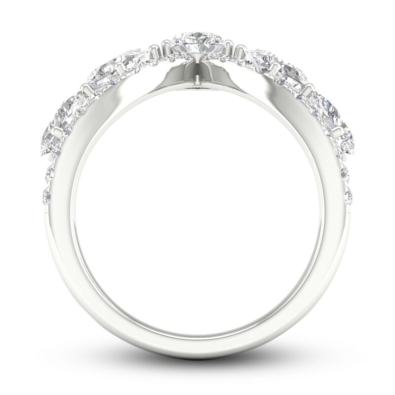 Main Image 4 of Diamond Chevron Ring 1-1/2 ct tw Pear & Round-cut 14K White Gold