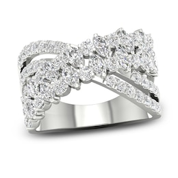 Diamond Crossover Ring 1-1/2 ct tw Round & Marquise-cut 14K White Gold