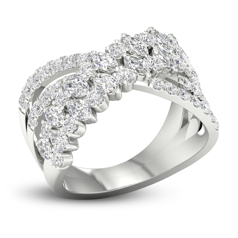 Main Image 2 of Diamond Crossover Ring 1-1/2 ct tw Round & Marquise-cut 14K White Gold
