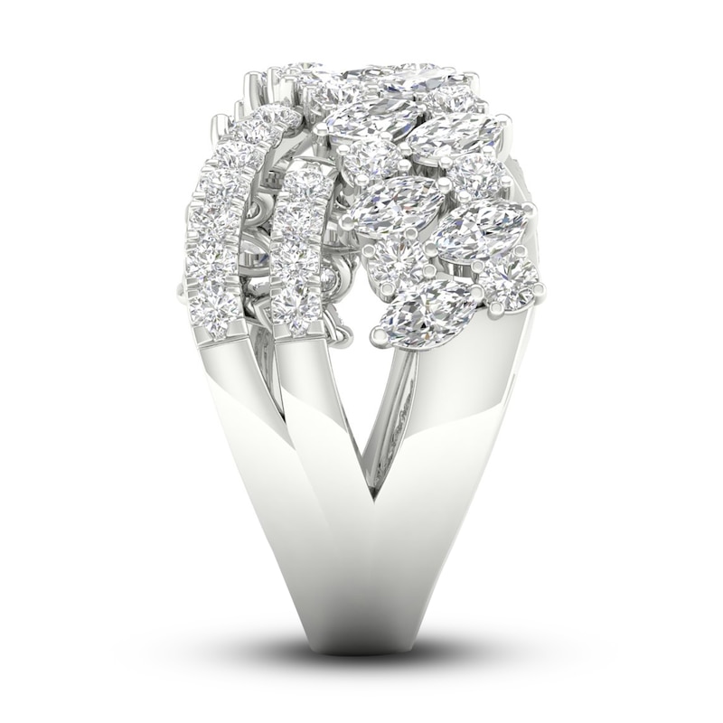 Main Image 3 of Diamond Crossover Ring 1-1/2 ct tw Round & Marquise-cut 14K White Gold