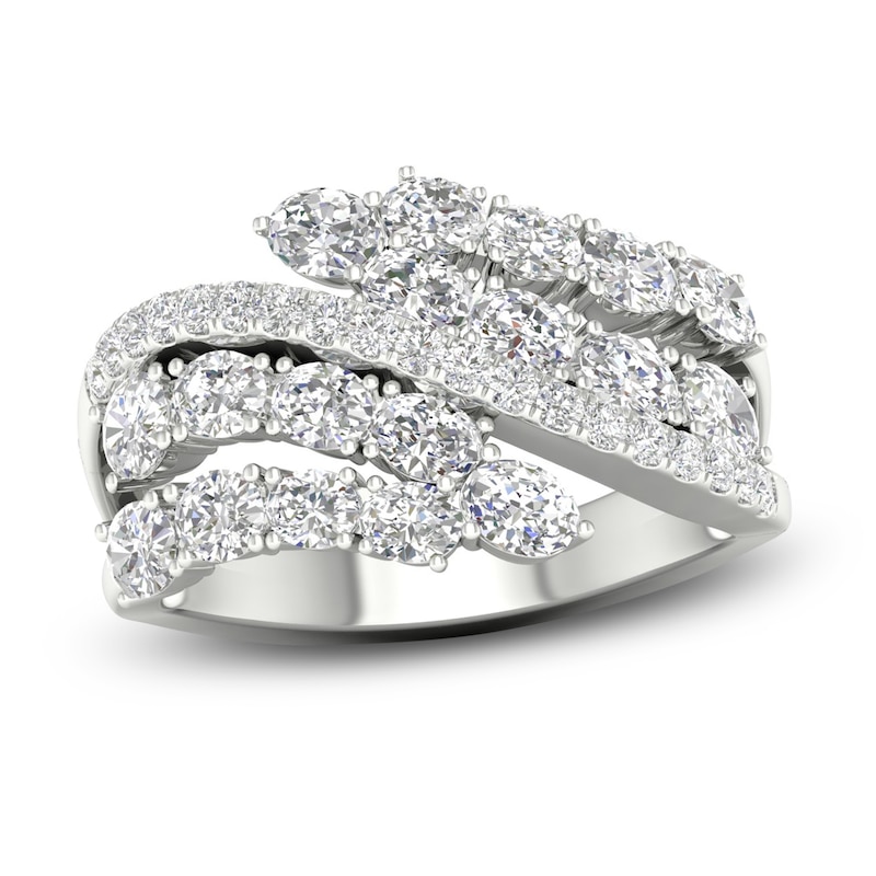 Main Image 1 of Diamond Bypass Ring 2-1/4 ct tw Oval & Round-cut 14K White Gold