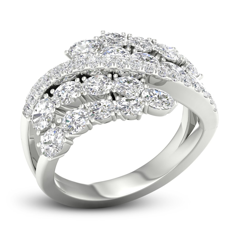 Main Image 2 of Diamond Bypass Ring 2-1/4 ct tw Oval & Round-cut 14K White Gold