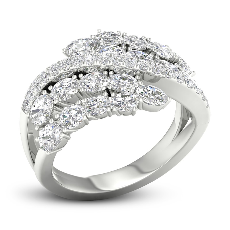 Diamond Bypass Ring 2-1/4 ct tw Oval & Round-cut 14K White Gold