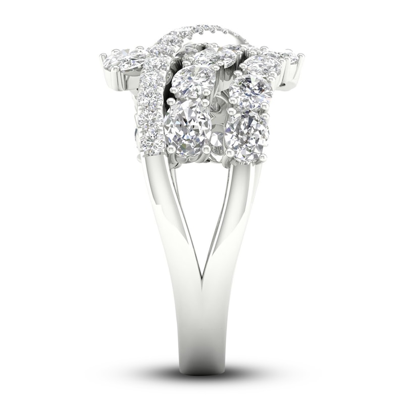 Diamond Bypass Ring 2-1/4 ct tw Oval & Round-cut 14K White Gold